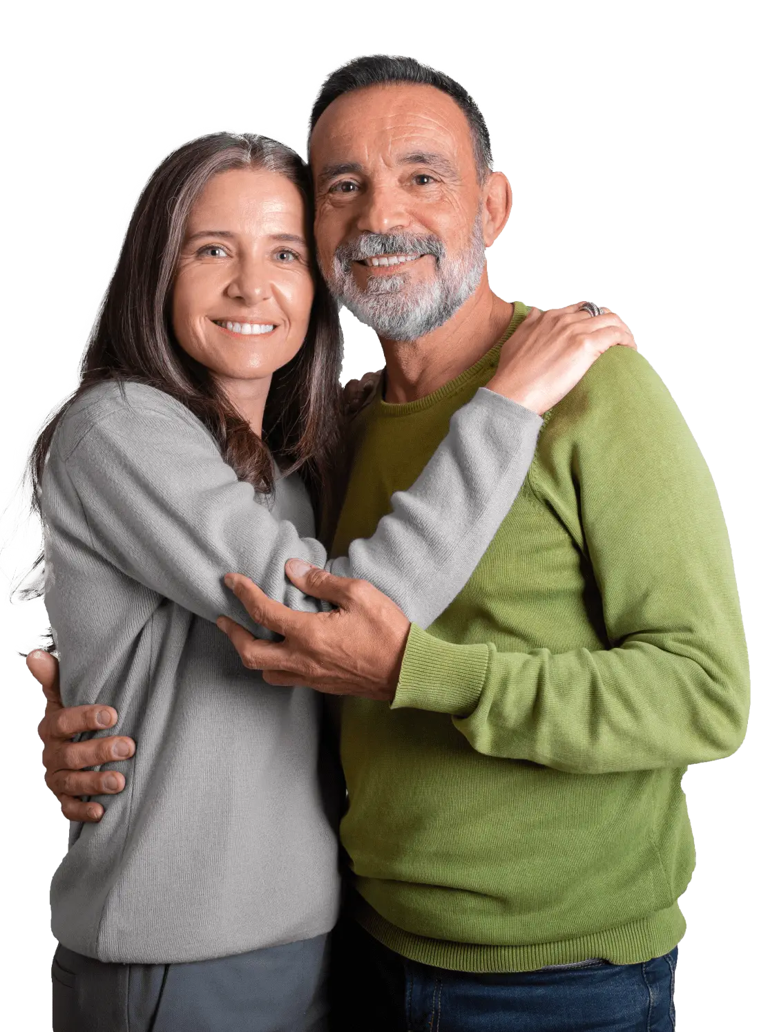 happy positive caucasian aged family hugs enjoy